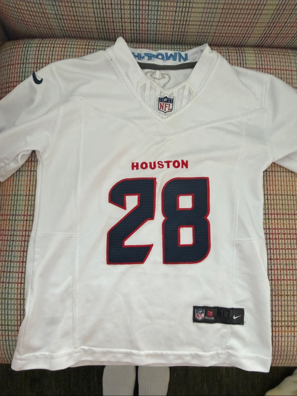 Nike White Houston #28 Kids Football Jersey